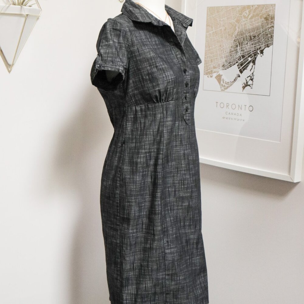 Crosshatch Dark Grey Collared Office Babydoll Dress 🦭 RICKI'S - Picture 4 of 9